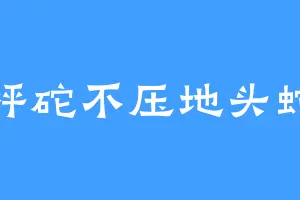 秤砣不压地头蛇