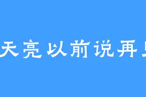 y天亮以前说再见
