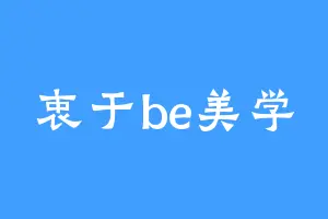 衷于be美学