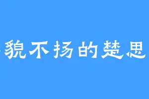 其貌不扬的楚思南