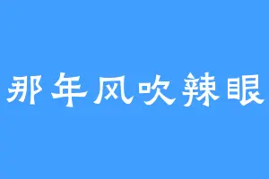 那年风吹辣眼